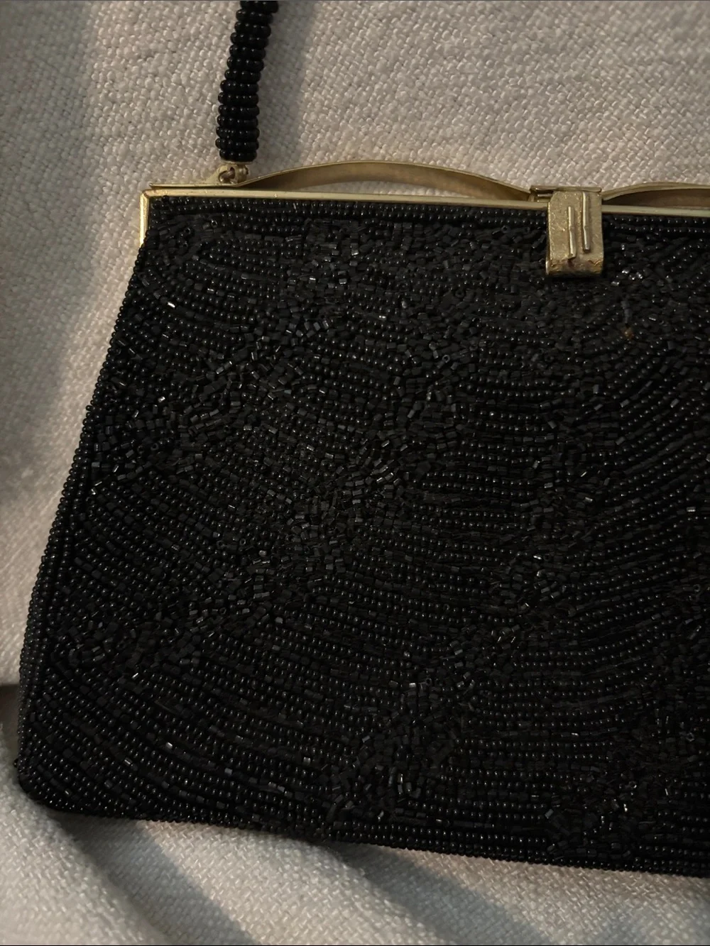 Vintage beaded black clutch